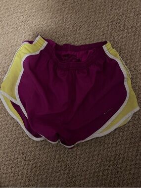 Nike Purple Athletic Shorts with Yellow Panel women’s